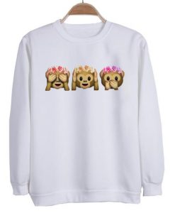 Flower Crown Monkey Emoji Sweatshirt