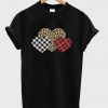 Three Hearts Leopard Buffalo Plaids Valentine's Day T-shirt