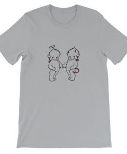 Angel and Devil Baby T-Shirt Grey