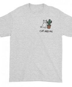 Cranky Cat Cactus Graphic T-shirt Grey