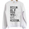 Dream As If You Will Live Forever Sweatshirt