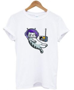 Astronaut Cat Cartoon T-shirt