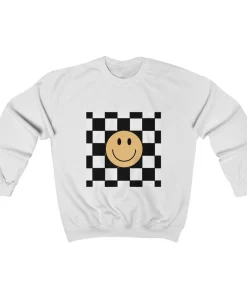 Retro Checkered Smiley Face Sweatshirt