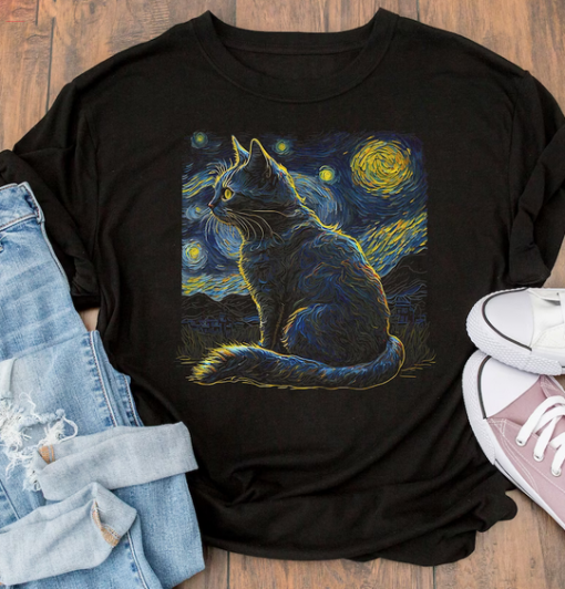 Cat van Gogh T-shirt AL