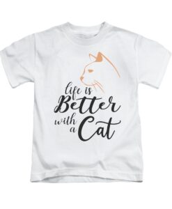 Life Is Better With A Cat Quote Lettering T-Shirt thd